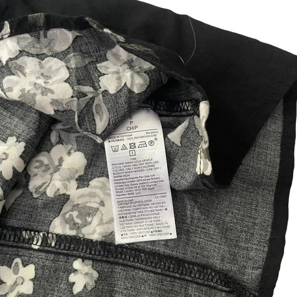 GAP Mini Floral Black Elastic Waist Dress Size S - Picture 5 of 7